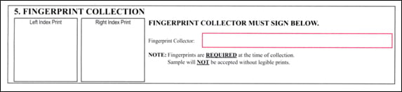 Request for National DNA Database Entry Form (FD-936) Fingerprint Collection
