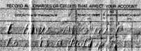 Enlarged photograph of the ledger page that shows the apparent bank robbery note that was produced from the indented paper, which may link an individual to the note given during the robbery.