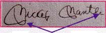 Traced signature of professional baseball player Mickey Mantle.