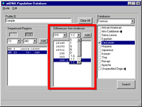 FIGURE 1:  Snapshot image of the search screen, used to enter a target profile and to select and search dataset(s) for sequences matching that profile. 
