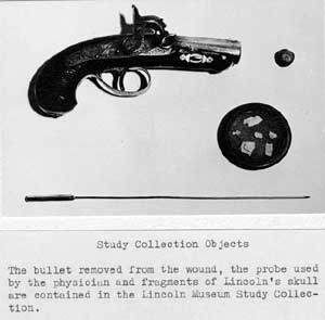 Figure 8. The Booth Deringer pistol with the Bullet and Skull Fragments Removed from Lincoln During his 1865 Autopsy