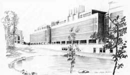 A sketch of the new FBI laboratory building.