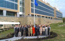 Photo of some of the staff of the FBI's new laboratory building.