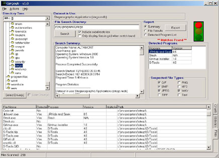 Figure 10 shows the output from Gargoyle when aimed at one of the directories on the                author's hard drive.