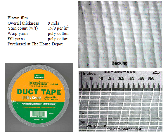 Figure 1 is a photograph of utility-grade duct tape, Nashua 300 (Tyco Adhesives).