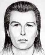 Graphic image showing the facial reproduction of a female from a 1978 FBI case 