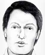 Graphic image showing the facial reproduction of a male from a 1998 FBI case 