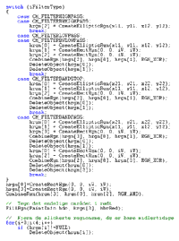 Graphic image showing a portion of the source code required in a filter used to enhance digital images