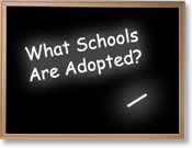Chalkboard with Question, “What Schools Are Adopted?”
