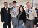 FBI New York Community Outreach Specialist Kevin F. Mannion (left) joins newly minted Eagle Scout Ryan Kelleher and his parents, Roberta and Joseph, following Ryan’s Eagle Scout Ceremony in Katonah, New York on January 16, 2016, where Mannion presented Ryan with a certificate of recognition from FBI Director James Comey. Ryan is a graduate of the FBI’s Teen Academy, and his father is a graduate of the FBI Citizens Academy.
