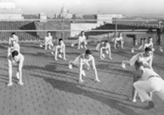 FBI agents get in shape on the roof of the Department of Justice building in D.C.