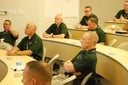 National Academy students—representing local, state, federal, and international law enforcement agencies—focus on a speaker during one of the many training sessions of the 10-week course at the FBI Academy.